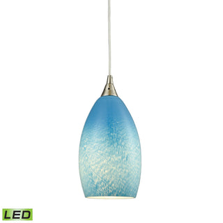 Earth 5'' Wide 1-Light Pendant - Satin Nickel with Sky Blue Glass (LED)