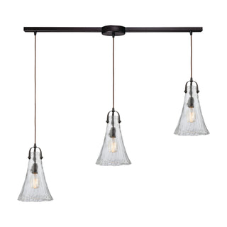 Hand Formed Glass 38'' Wide 3-Light Mini Pendant - Oil Rubbed Bronze