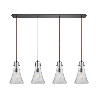 Hand Formed Glass 46'' Wide 4-Light Mini Pendant - Oil Rubbed Bronze