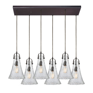 Hand Formed Glass 32'' Wide 6-Light Mini Pendant - Oil Rubbed Bronze