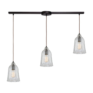 Hand Formed Glass 38'' Wide 3-Light Mini Pendant - Oil Rubbed Bronze