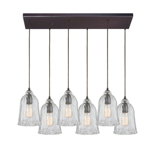 Hand Formed Glass 32'' Wide 6-Light Mini Pendant - Oil Rubbed Bronze