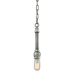 Cast Iron Pipe 2'' Wide 1-Light Mini Pendant - Weathered Zinc