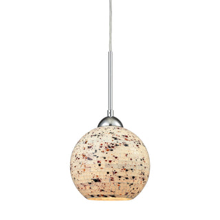 Spatter 1-Light Mini Pendant in Polished Chrome with Spatter Mosaic Glass