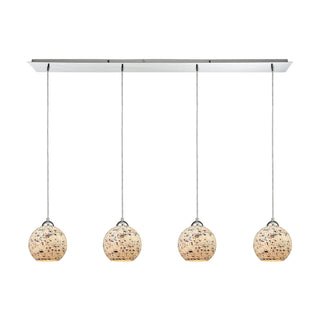 Spatter 4-Light Linear Pendant Fixture in Polished Chrome with Spatter Mosaic Glass