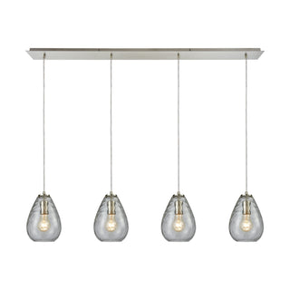 Lagoon 46'' Wide 4-Light Pendant - Satin Nickel with Clear