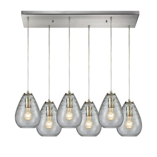 Lagoon 30'' Wide 6-Light Pendant - Satin Nickel with Clear