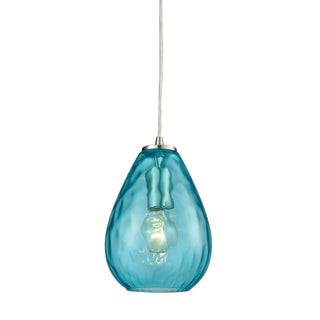 Lagoon 6'' Wide 1-Light Pendant - Satin Nickel with Aqua