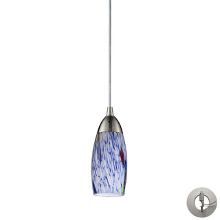 Milan 3'' Wide 1-Light Pendant - Satin Nickel with Starburst Blue Glass (Includes Adapter Kit)