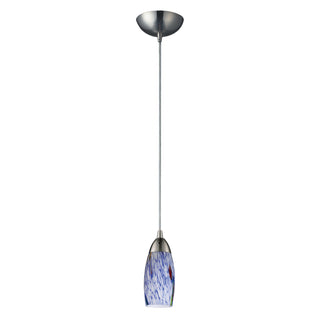 Milan 3'' Wide 1-Light Pendant - Satin Nickel with Starburst Blue Glass (LED)