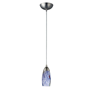 Milan 3'' Wide 1-Light Pendant - Satin Nickel with Starburst Blue Glass