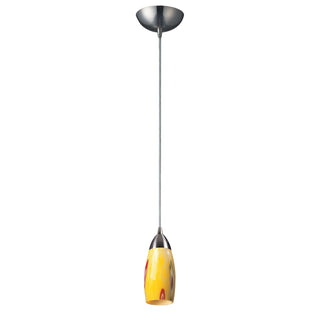 Milan 3'' Wide 1-Light Pendant - Satin Nickel with Yellow Blaze Glass