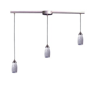 Milan 36'' Wide 3-Light Pendant - Satin Nickel with Snow White Glass