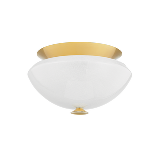 PAWTUCKET FLUSH MOUNT AGED BRASS/SOFT WHITE