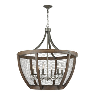 Renaissance Invention 30'' Wide 6-Light Pendant - Weathered Zinc