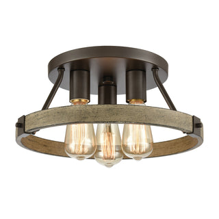 Transitions 14'' Wide 3-Light Semi Flush Mount - Oil Rubbed Bronze