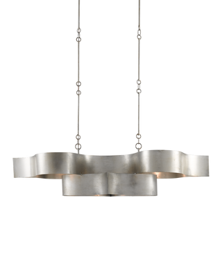 Grand Lotus Silver Oval Chandelier