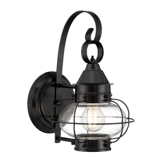 Cottage Onion Outdoor Wall Light - Black with Clear Glass