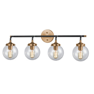 Boudreaux 33'' Wide 4-Light Vanity Light - Matte Black with Antique Gold