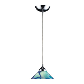 Refraction 7'' Wide 1-Light Pendant - Polished Chrome with Caribbean Glass