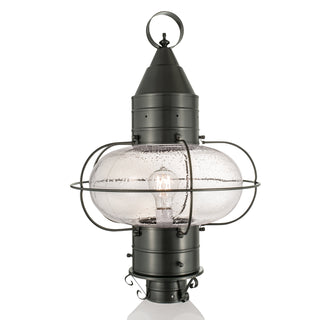 Classic Onion Outdoor Post Light - Gun Metal with Seeded Glass