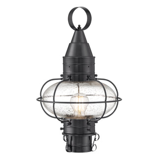 Classic Onion Outdoor Post Light - Gun Metal with Seeded Glass