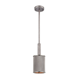 Corrugated Steel 6'' Wide 1-Light Mini Pendant - Weathered Zinc