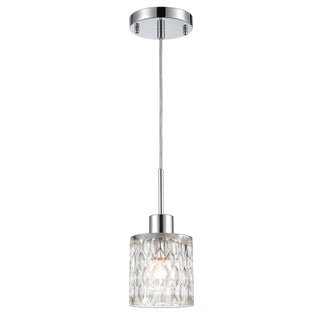 Ezra 1-Light Mini Pendant in Polished Chrome with Textured Clear Crystal