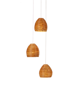 Beehive 3-Light Round Multi-Drop Pendant