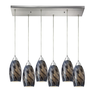 Galaxy 30'' Wide 6-Light Pendant - Satin Nickel