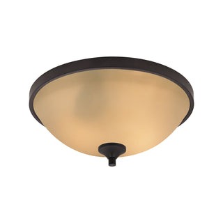 Arlington 15'' Wide 3-Light Flush Mount - Oil Rubbed Bronze with Amber Glass