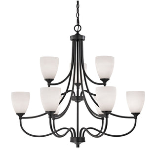 Arlington 36'' Wide 9-Light Chandeliers - Oil Rubbed Bronze with White Glass