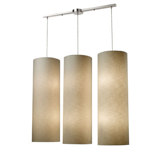 Fabric Cylinders 43'' Wide 12-Light Pendant - Satin Nickel