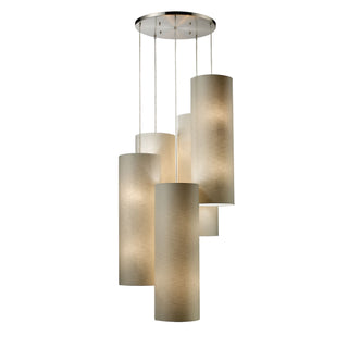 Fabric Cylinders 33'' Wide 20-Light Pendant - Satin Nickel