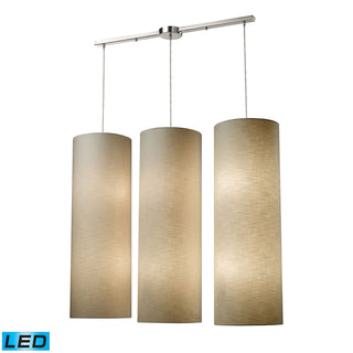 Fabric Cylinders 43'' Wide 12-Light Pendant - Satin Nickel (LED)