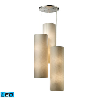 Fabric Cylinders 28'' Wide 12-Light Pendant - Satin Nickel (LED)