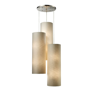 Fabric Cylinders 28'' Wide 12-Light Pendant - Satin Nickel