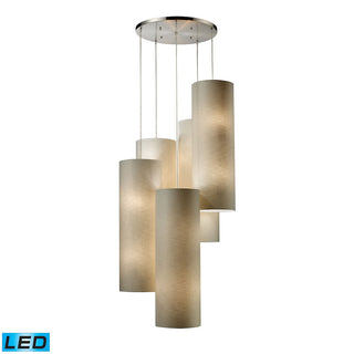 Fabric Cylinders 33'' Wide 20-Light Pendant - Satin Nickel (LED)