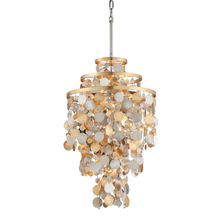 Ambrosia Chandelier GOLD SILVER LEAF & STAINLESS