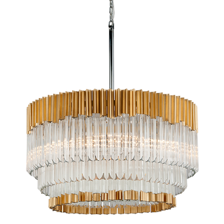 Charisma Chandelier GOLD LEAF W POLISHED STAINLESS