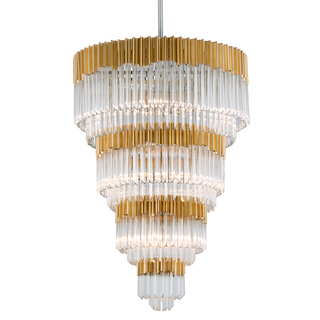 Charisma Chandelier GOLD LEAF W POLISHED STAINLESS