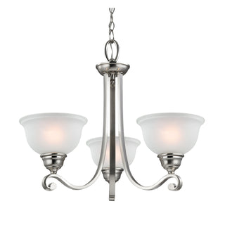 Hamilton 25'' Wide 3-Light Chandeliers - Brushed Nickel with White Glass