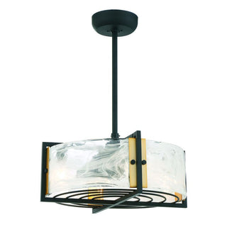 Hayward 4-Light Fan D'Lier in Matte Black with Warm Brass Accents Matte Black with Warm Brass Accents