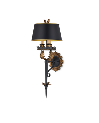 The Duke Gold Wall Sconce, Black Shade