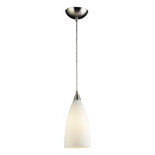 Vesta 5'' Wide 1-Light Pendant - Satin Nickel with White Glass