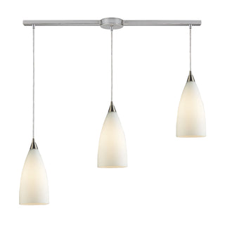 Vesta 36'' Wide 3-Light Pendant - Satin Nickel with White Glass