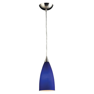 Vesta 5'' Wide 1-Light Pendant - Satin Nickel with Blue Glass