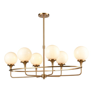 Beverly Hills 38'' Wide 6-Light Linear Chandeliers - Satin Brass