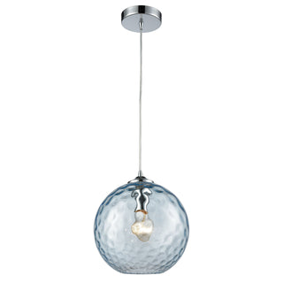 Watersphere 10'' Wide 1-Light Pendant - Polished Chrome with Aqua