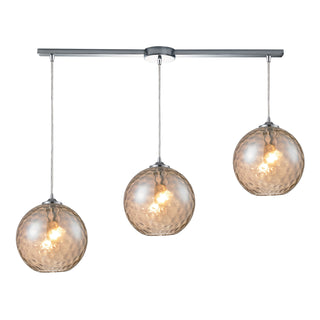 Watersphere 36'' Wide 3-Light Slim Pendant - Polished Chrome with Amber